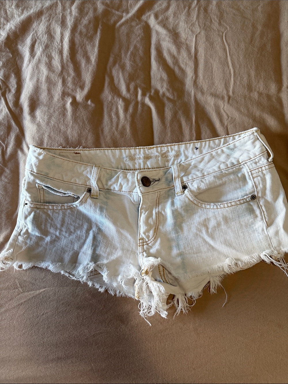 American Eagle Outfitters White Distressed Denim Cutoff Shorts